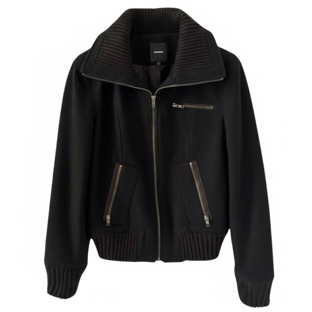 NEW Express Black Wide Collar Wool Blend Bomber Jacket Size Medium - Picture 11 of 11